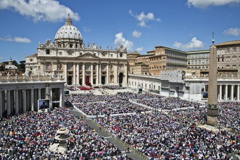 Pope Francis addressing the crowd during a Papal Audience